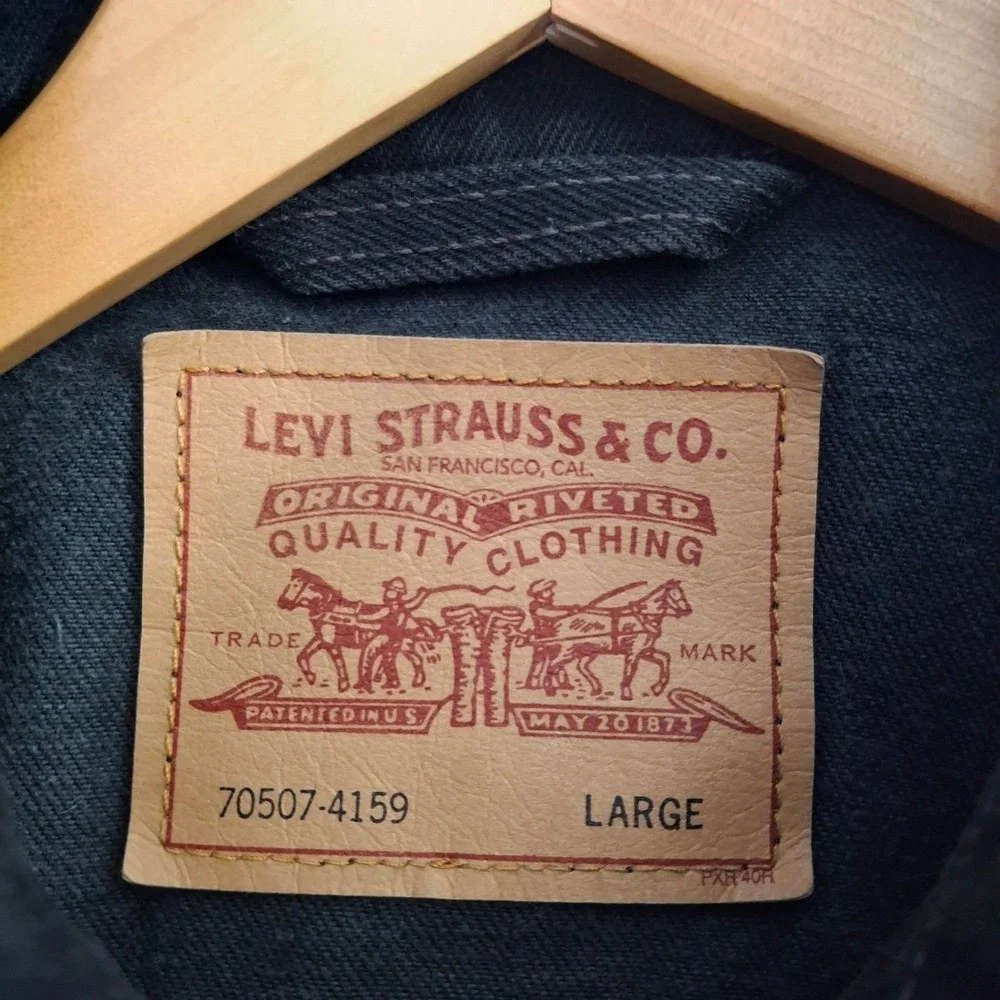 Vintage 90s Levi's 70507-4159 Trucker Jacket Men's Large Black Denim Made in USA